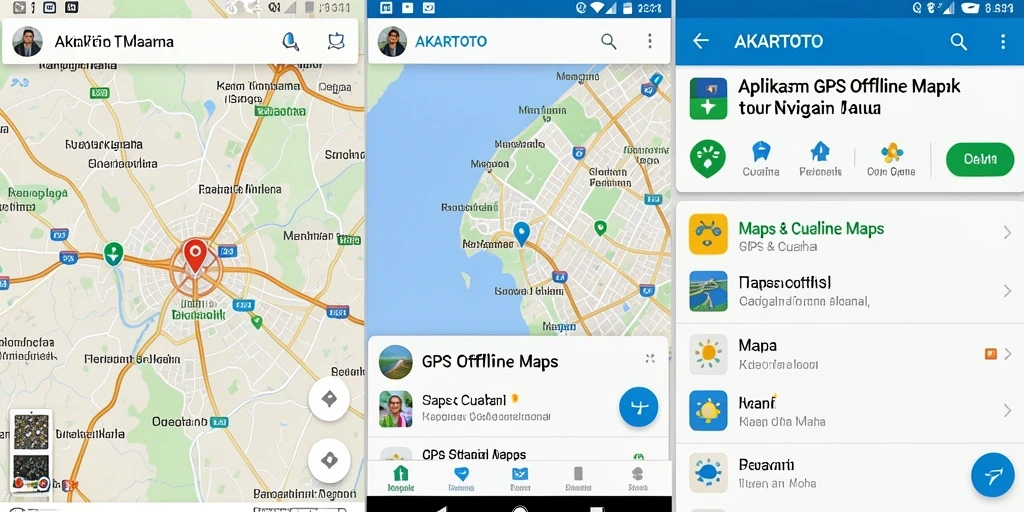 Antarmuka pengguna AKARTOTO dengan fitur GPS Offline Maps yang intuitif.
