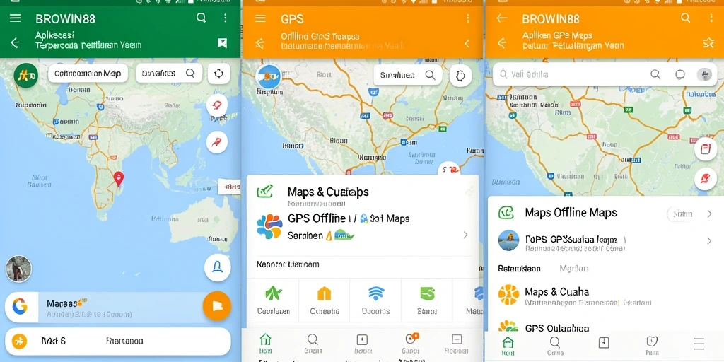 Tampilan antarmuka aplikasi GPS Offline Maps BROWIN88 yang user-friendly.