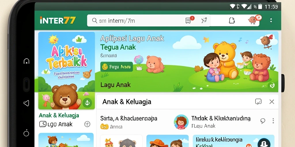 Tampilan antarmuka INTER77 dengan aplikasi Lagu Anak yang menarik.