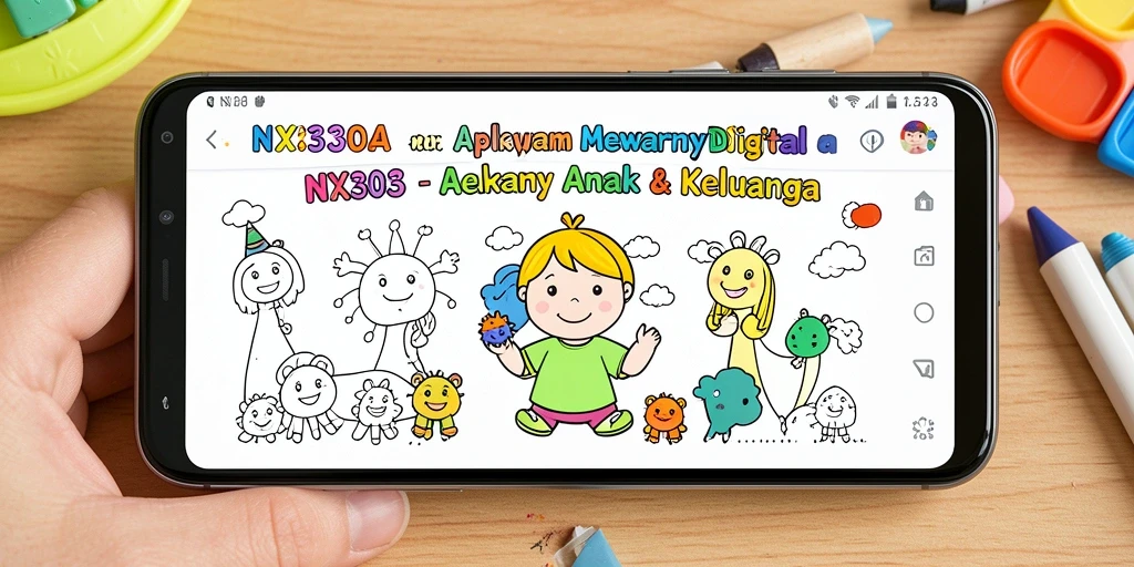 Antarmuka mewarnai digital yang cerah dan ramah anak.