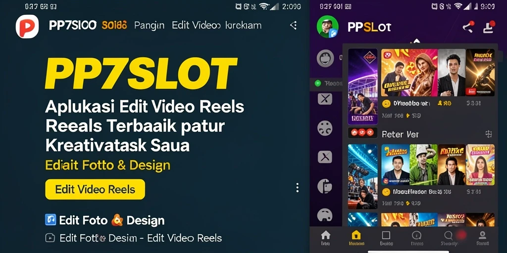 Tampilan antarmuka aplikasi PP7SLOT untuk Edit Video Reels.
