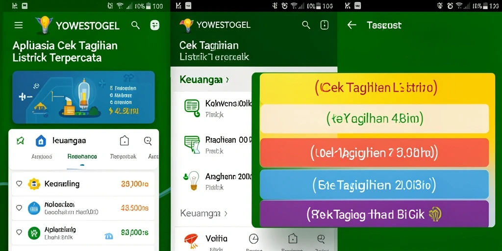Antarmuka aplikasi YOWESTOGEL untuk cek tagihan listrik.