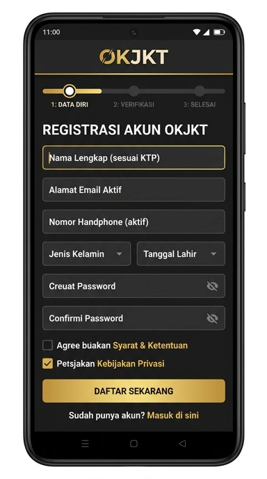 Buat Akun Baru di okjkt untuk Android